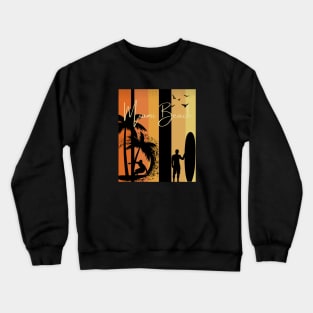 Miami Beach Palm Tree Surfer Crewneck Sweatshirt